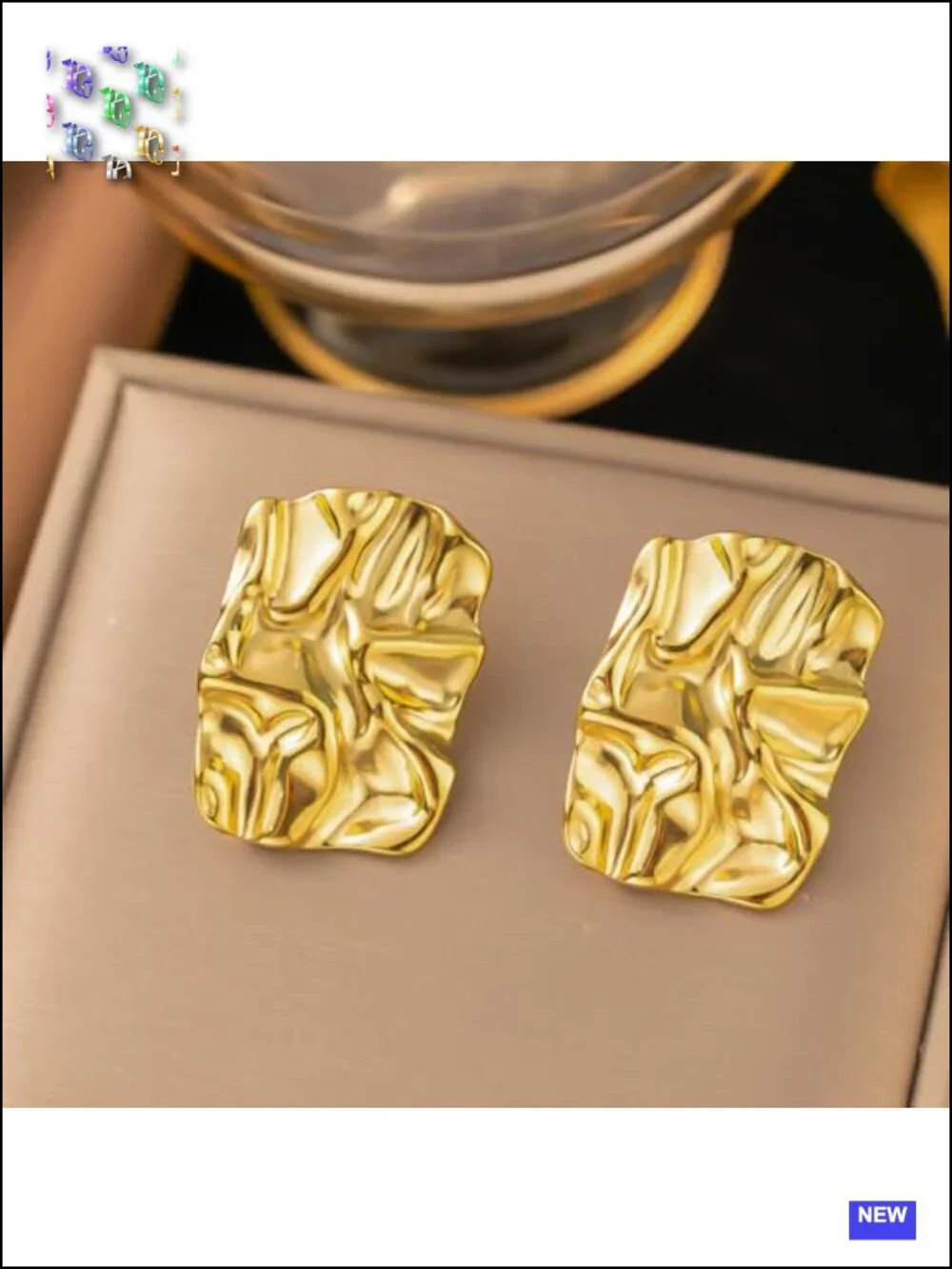 Hammered Geometric Rectangle Stud Earrings for Women - Trendy Statement Jewelry